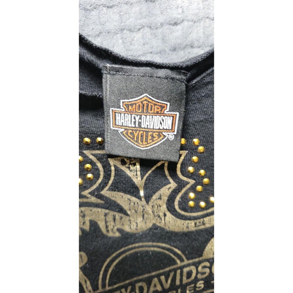 Harley-Davidson Sleeveless Tee • Sauk Prairie WI • Gold Studs • Women’s M •Black - Picture 3 of 7